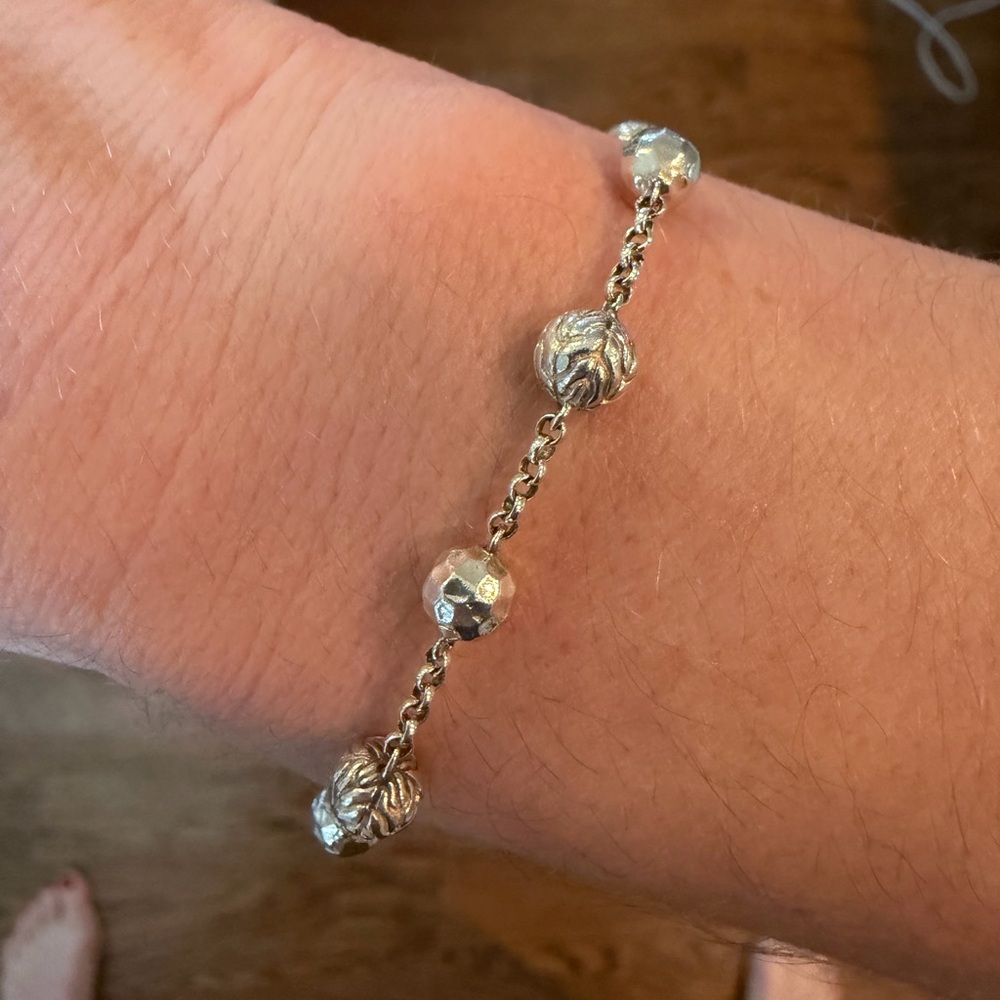 John Hardy 8” Beaded classic chain & hammered.